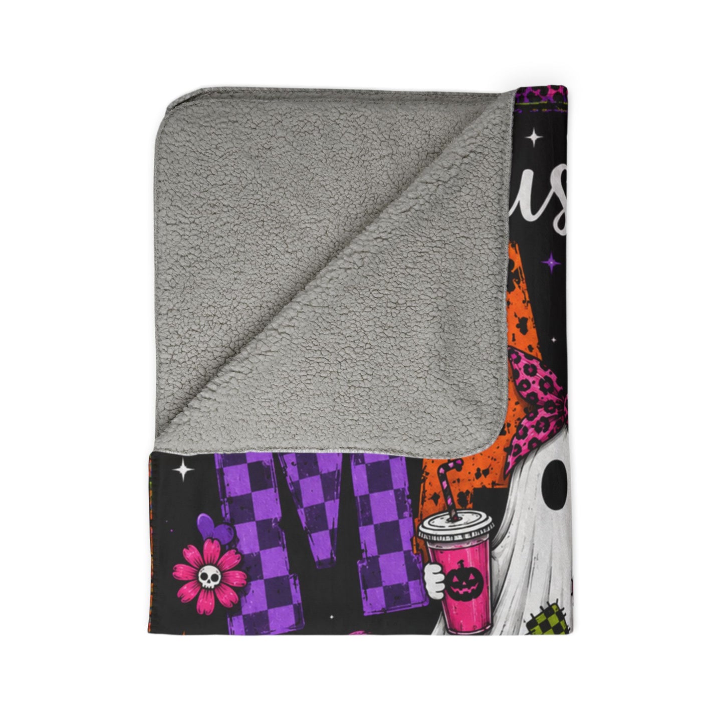 Mama Halloween Fleece Sherpa Blanket