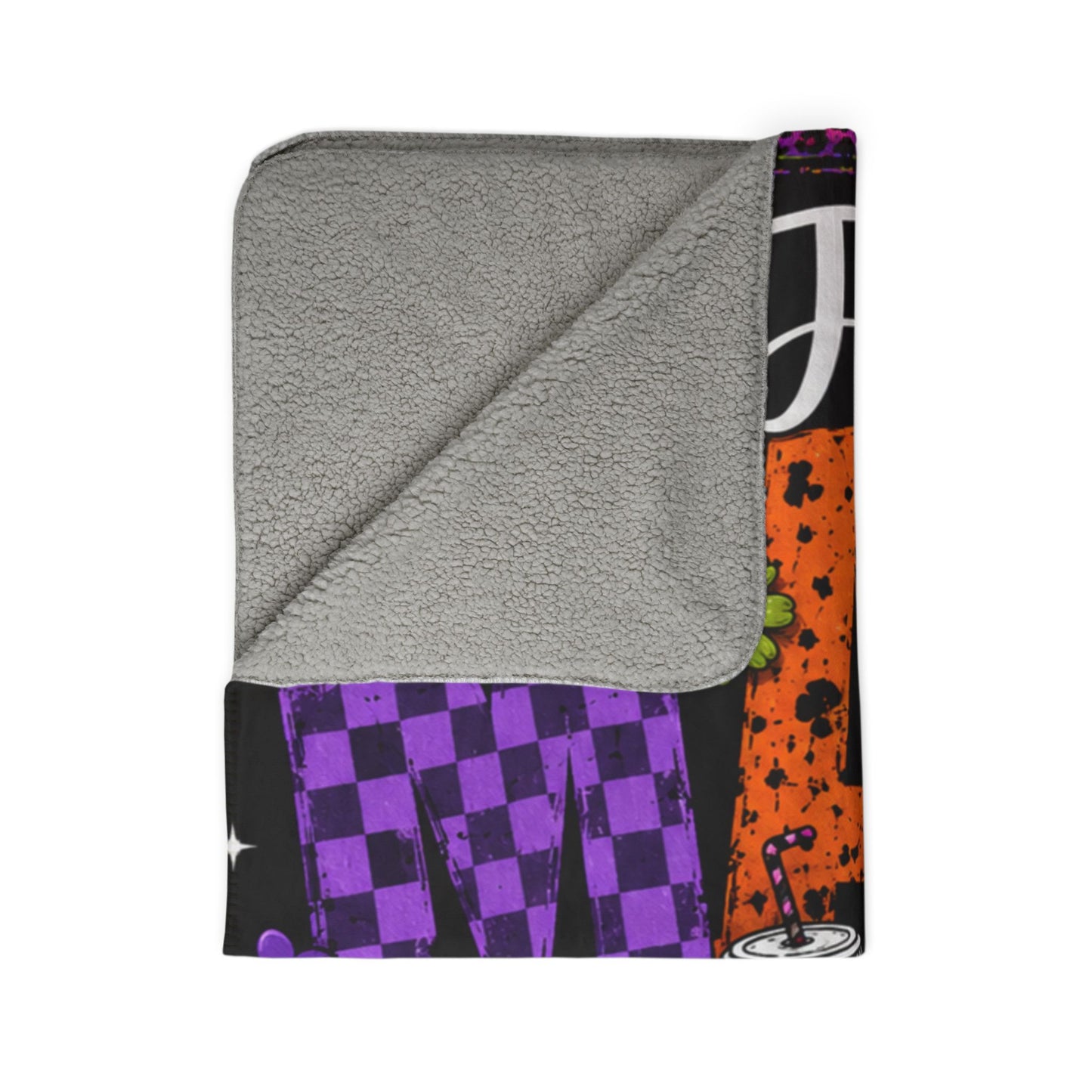 Mama Halloween Fleece Sherpa Blanket