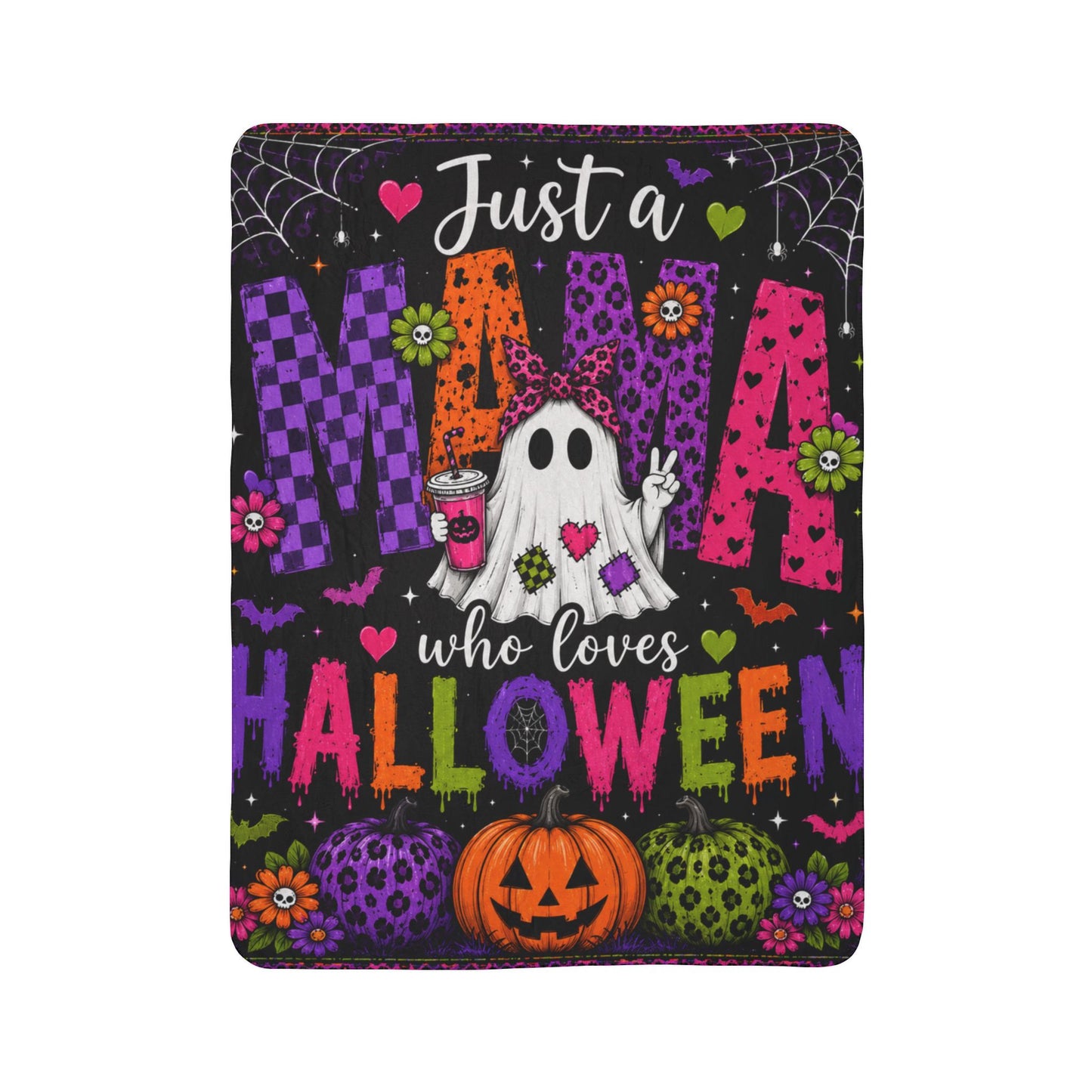 Mama Halloween Fleece Sherpa Blanket