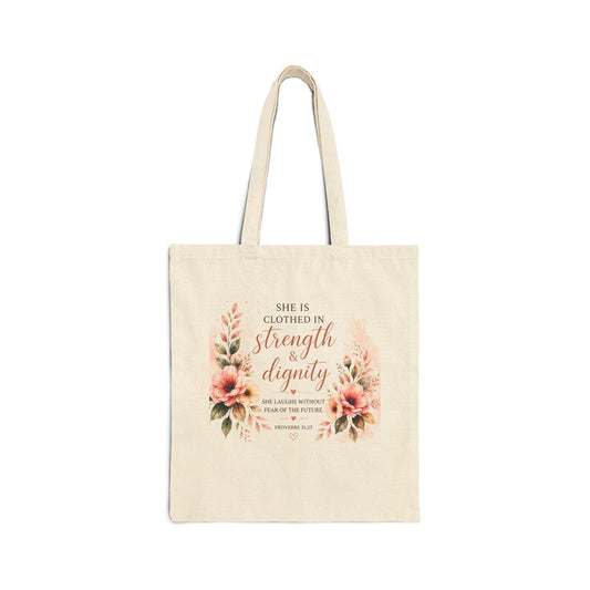 She Is Clothed in Strength Tote Bag