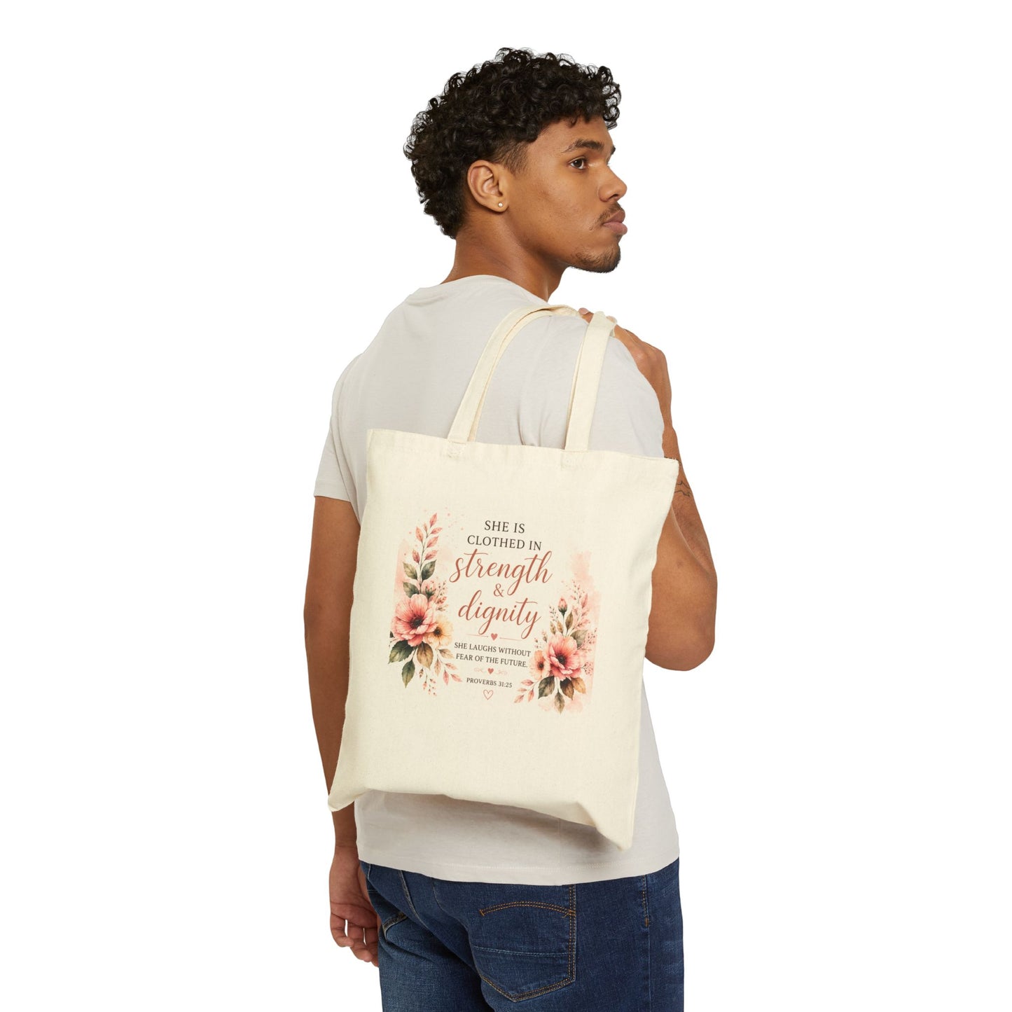 She Is Clothed in Strength Tote Bag