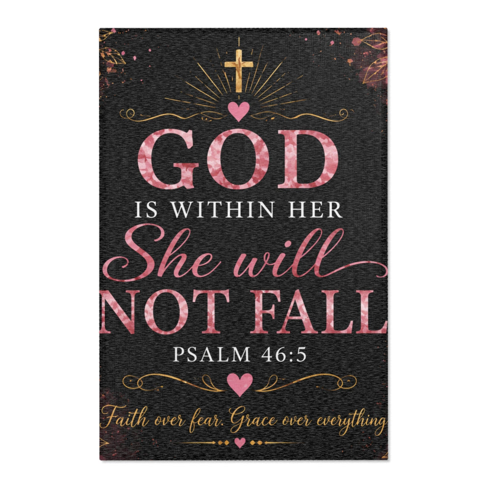 “God Is Within Her, She Will Not Fall” Decorative Floor Mat