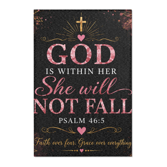 “God Is Within Her, She Will Not Fall” Decorative Floor Mat