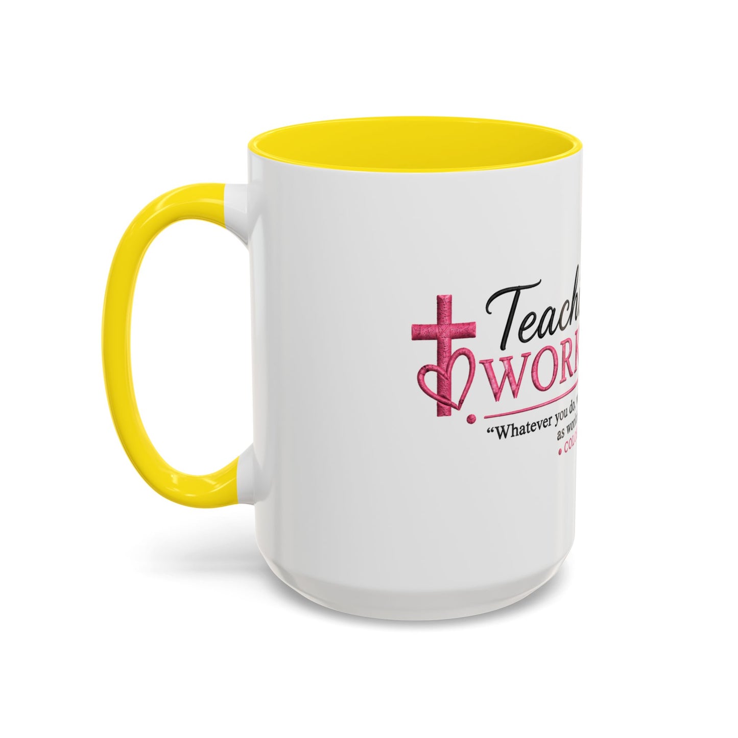 ☕ Teaching Is a Work of Heart Accent Coffee Mug