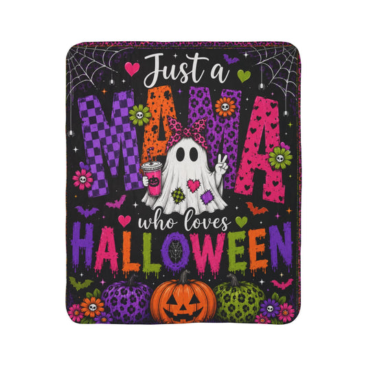 Mama Halloween Fleece Sherpa Blanket