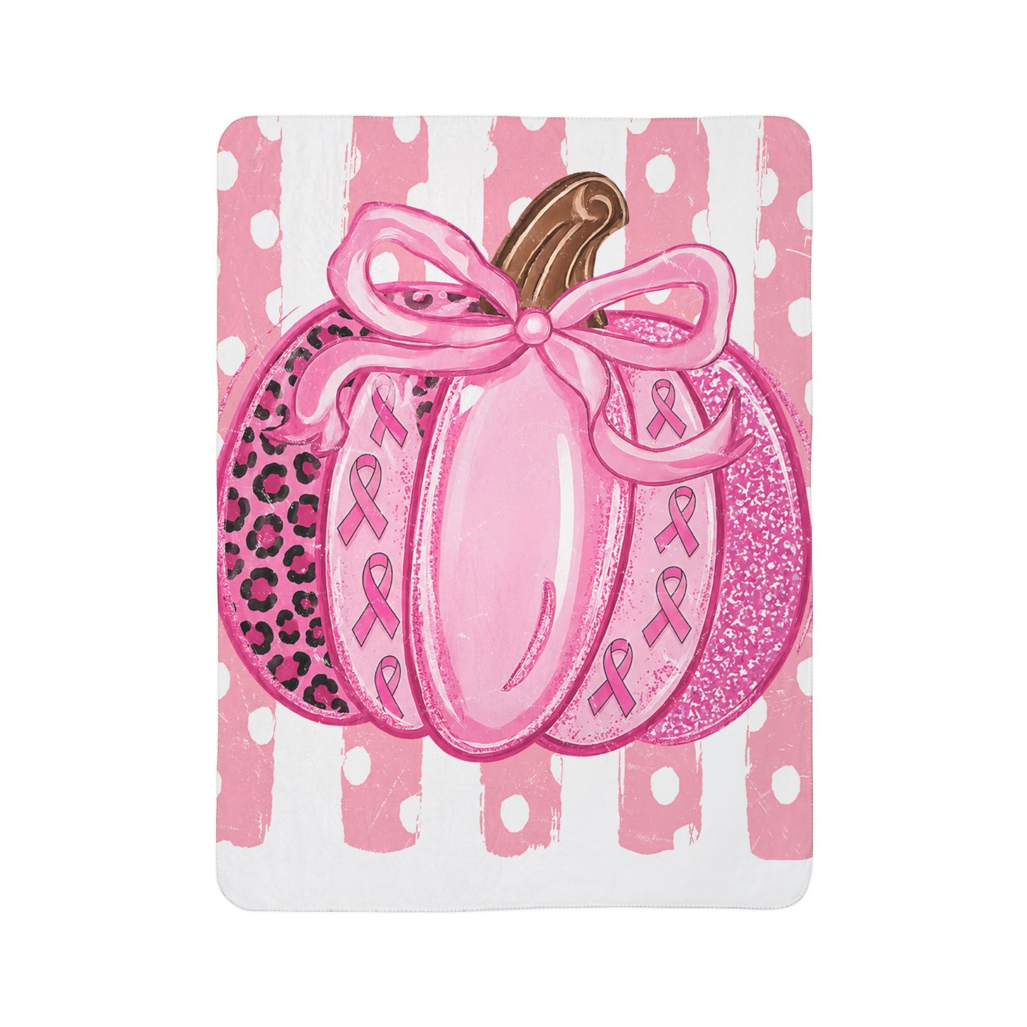 Pink Pumpkin Fleece Sherpa Blanket