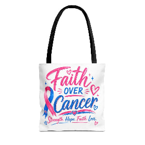 💗 Faith Over Cancer Tote Bag
