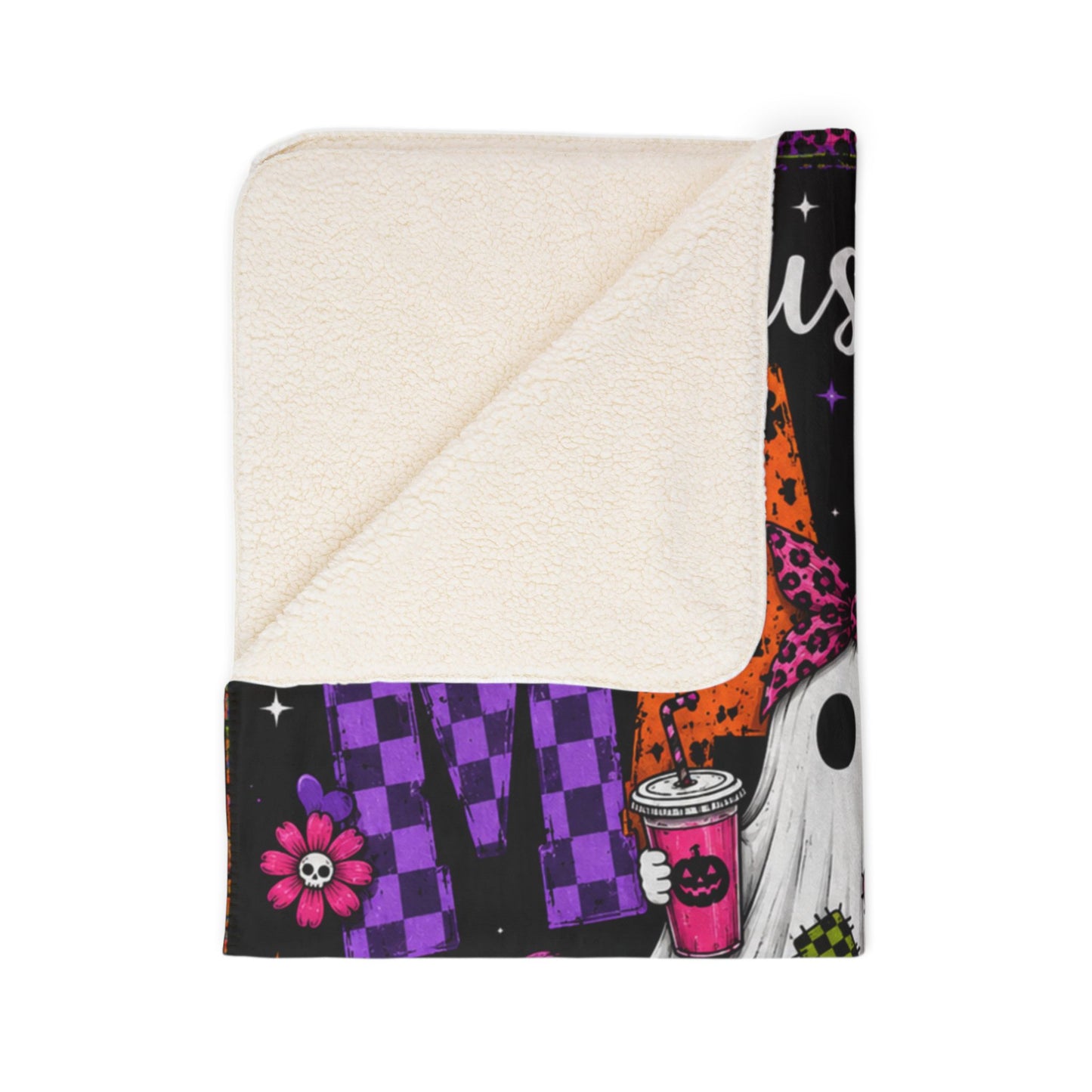 Mama Halloween Fleece Sherpa Blanket
