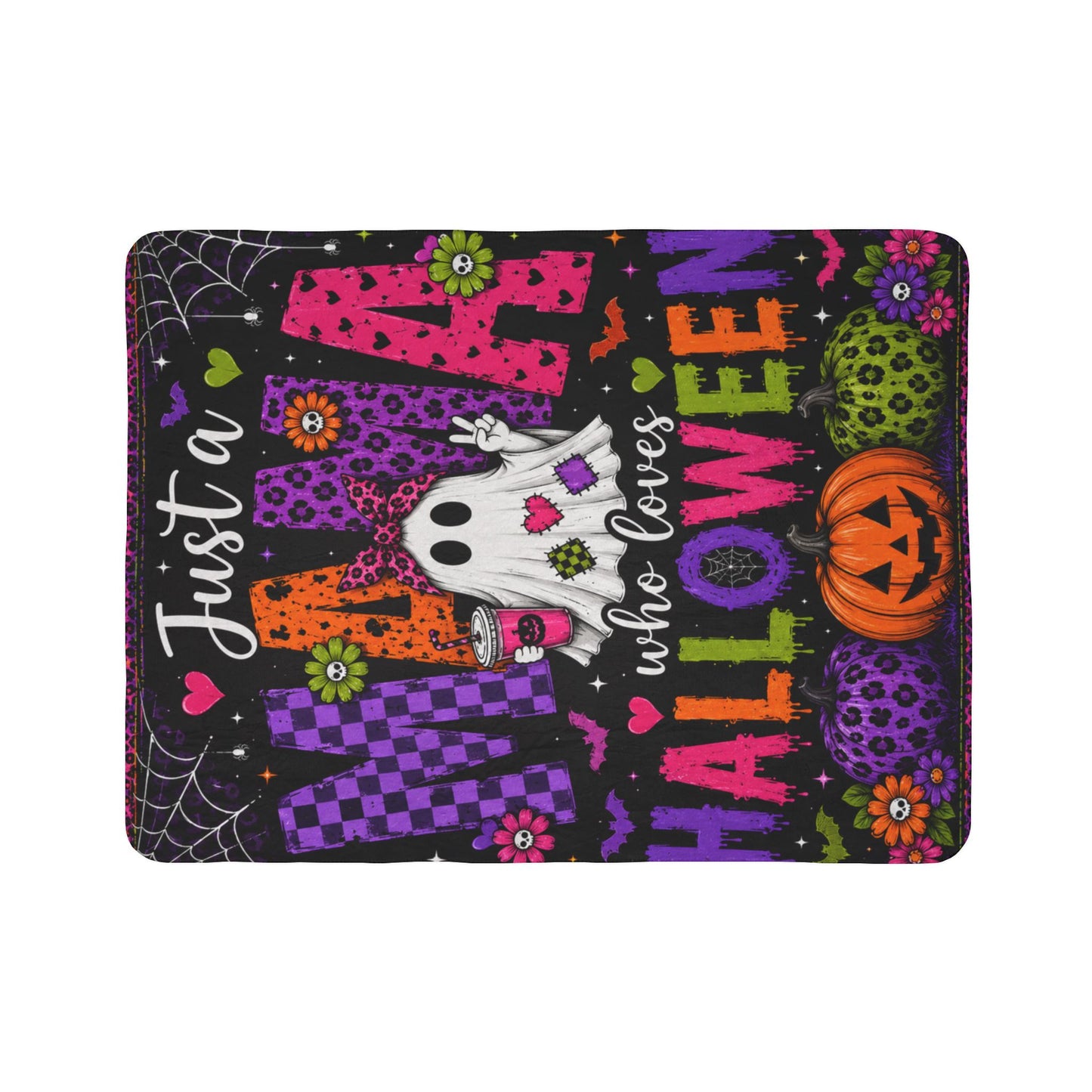 Mama Halloween Fleece Sherpa Blanket