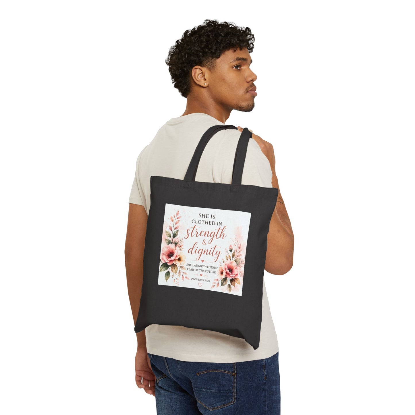She Is Clothed in Strength Tote Bag
