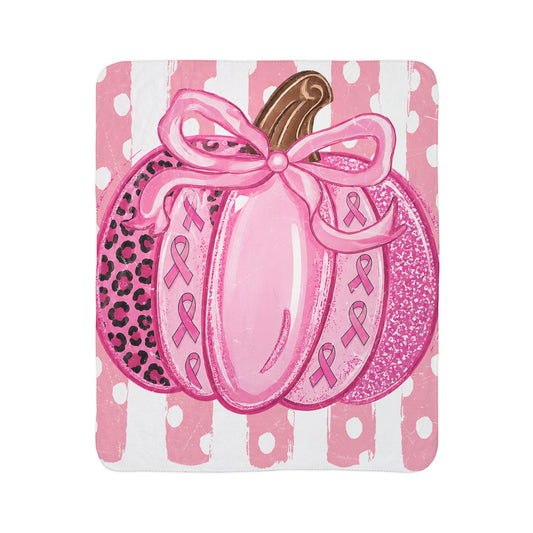 Pink Pumpkin Fleece Sherpa Blanket