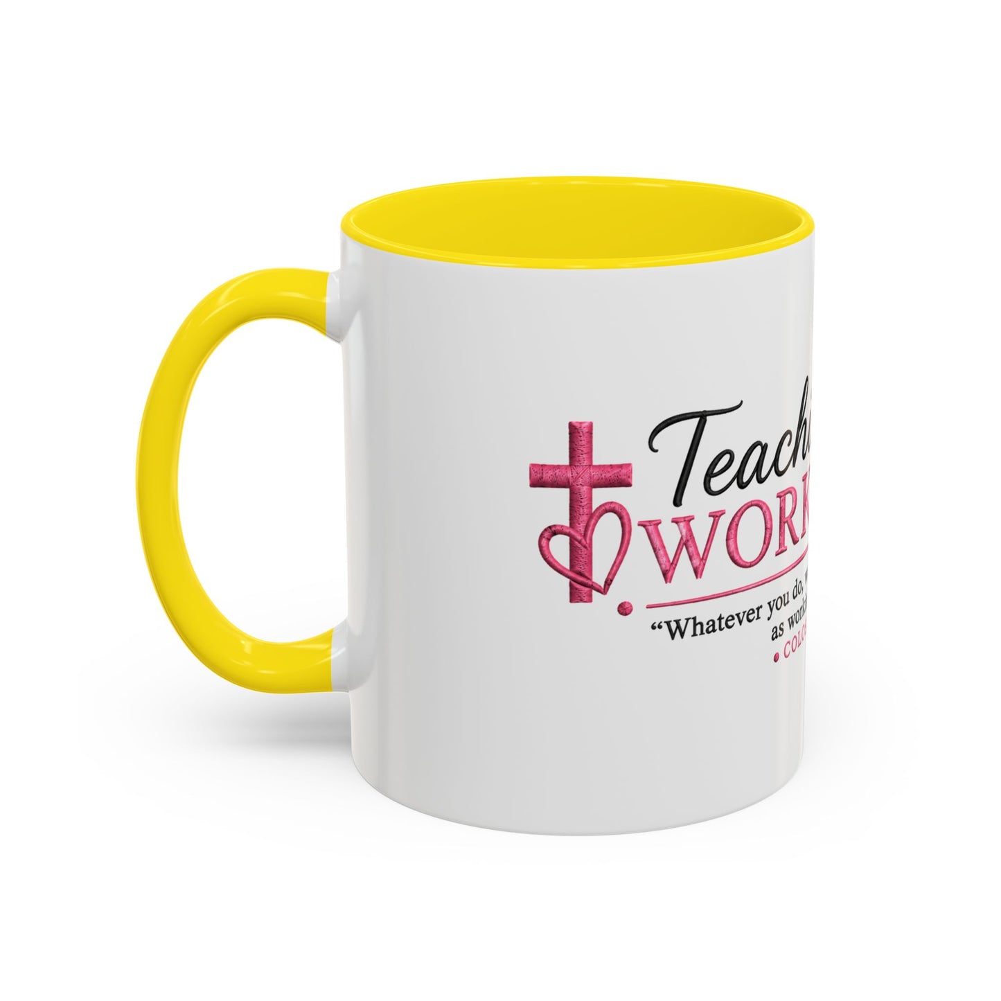 ☕ Teaching Is a Work of Heart Accent Coffee Mug