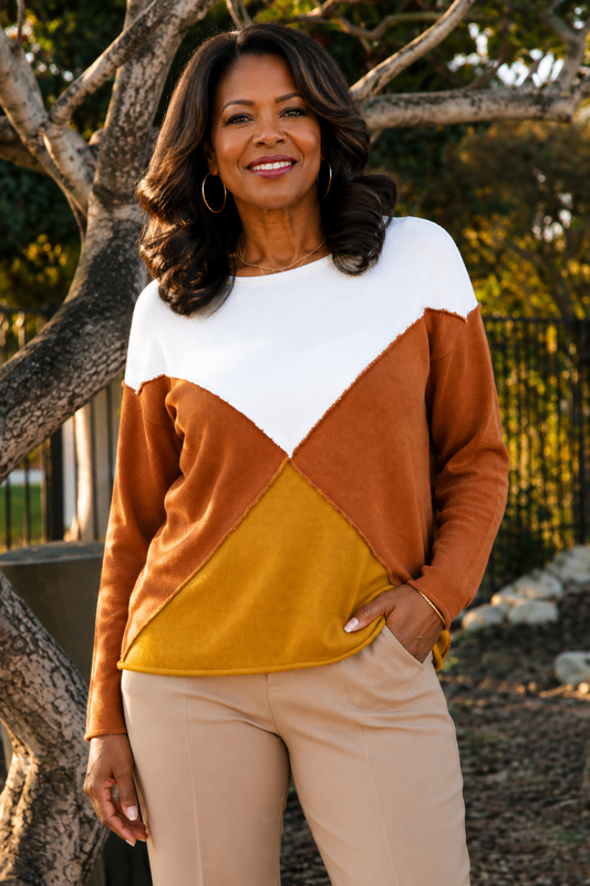 BiBi Color Block Geometric Sweater
